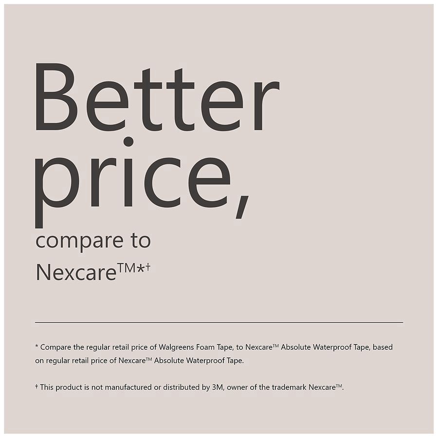 slide 3 of 5, Walgreens Waterproof Foam Tape 1 IN x 5 YD, 5 yd