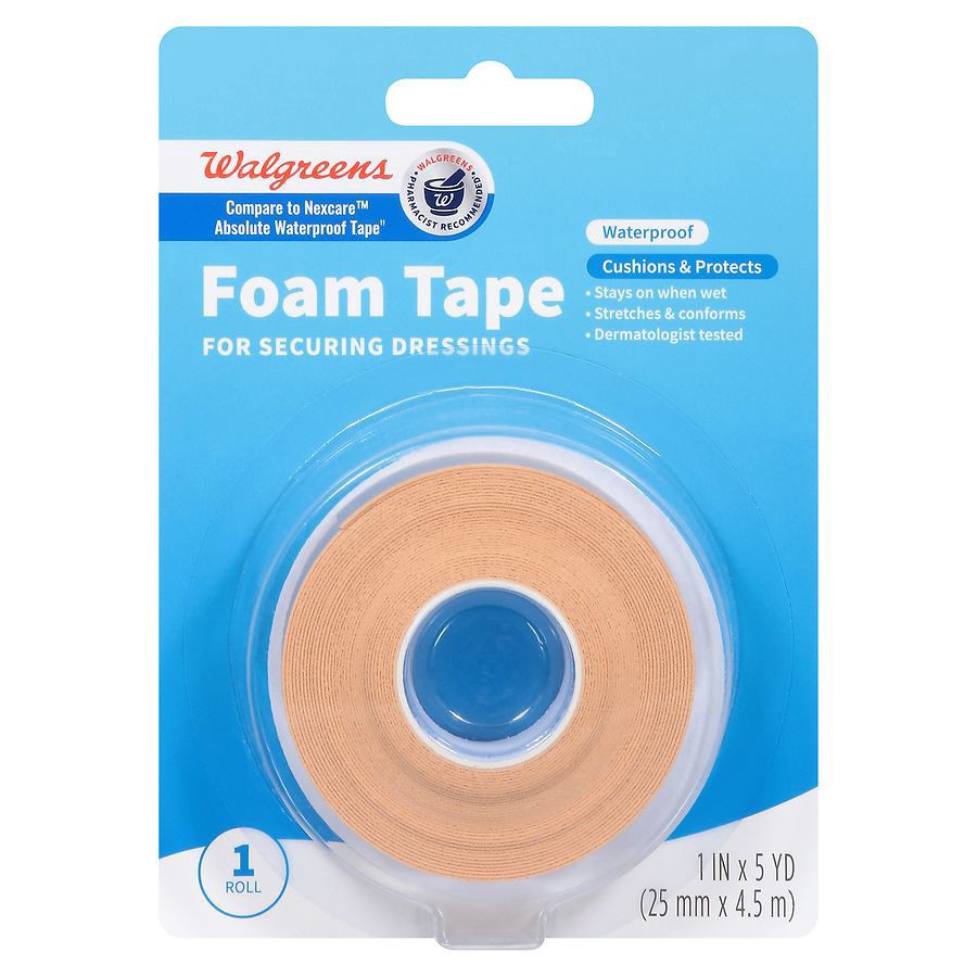 slide 1 of 5, Walgreens Waterproof Foam Tape 1 IN x 5 YD, 5 yd