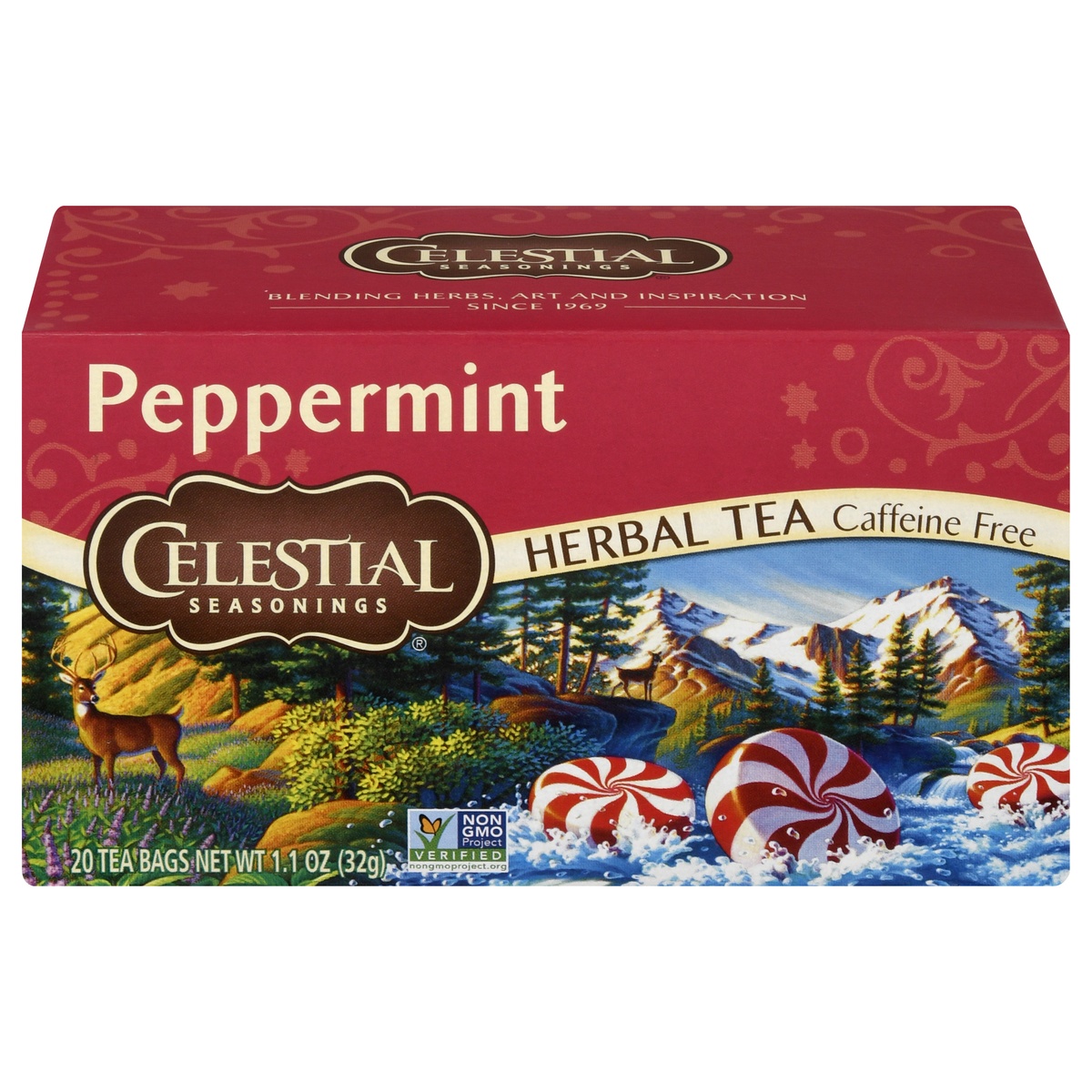 slide 1 of 1, Celestial Seasonings Caffeine Free Peppermint Herbal Tea, 20 ct