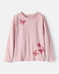 Carter's Girls Butterfly Long-Sleeve Graphic Tee - Purple Pink XL