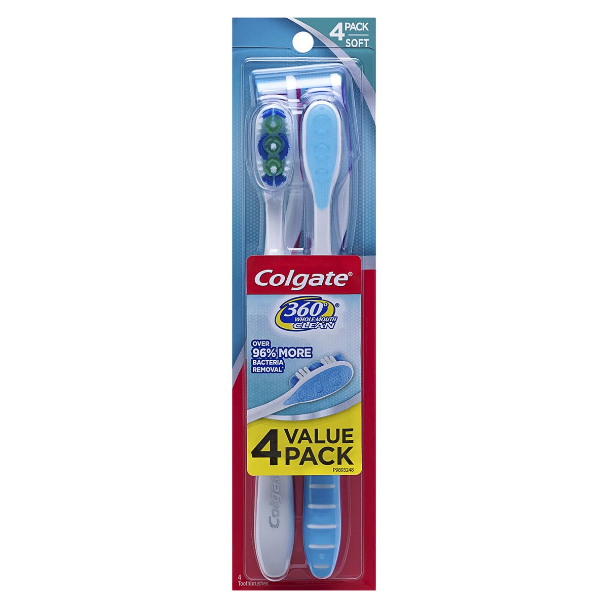 slide 1 of 3, Colgate 360 Toothbrush With Tongue And Cheek Cleaner, Soft Bristle, 4 Pack, 1 ct