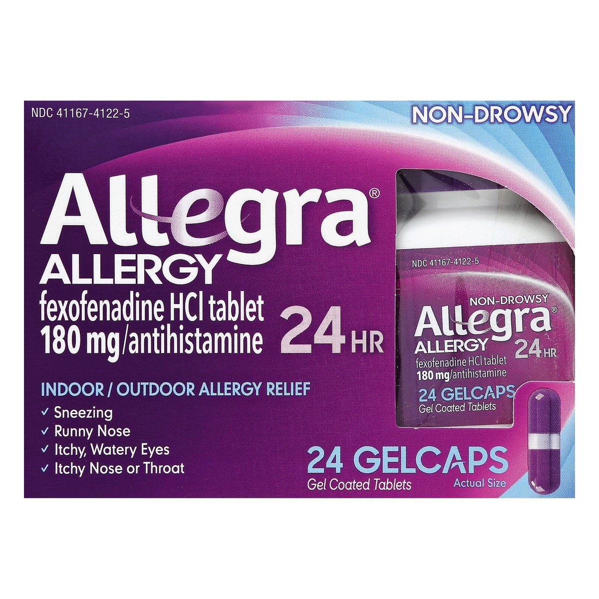 slide 1 of 2, Allegra 24 Hour Allergy Relief Gel caps - Fexofenadine Hydrochloride - 24ct, 24 ct