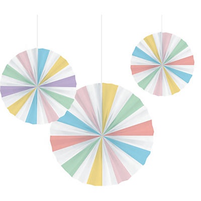 slide 1 of 1, Creative Converting Pastel Celebrations Assorted Paper Fans, 3 ct