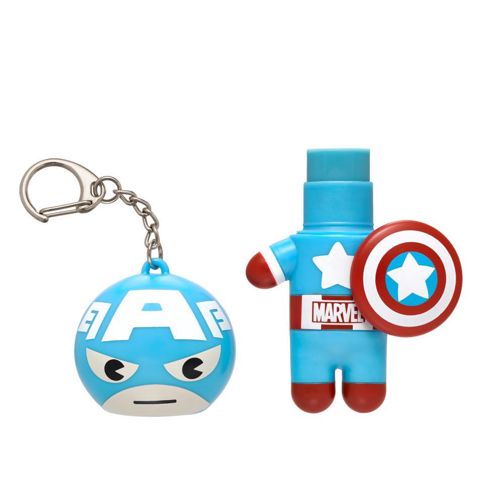 slide 3 of 3, Lip Smacker Marvel Super Hero Captain America Lip Balm, Red, White, & Blue-Berry, 0.14 oz