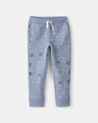Oshkosh Toddler Girl Floral Drawstring Knit Joggers - Blue 4T