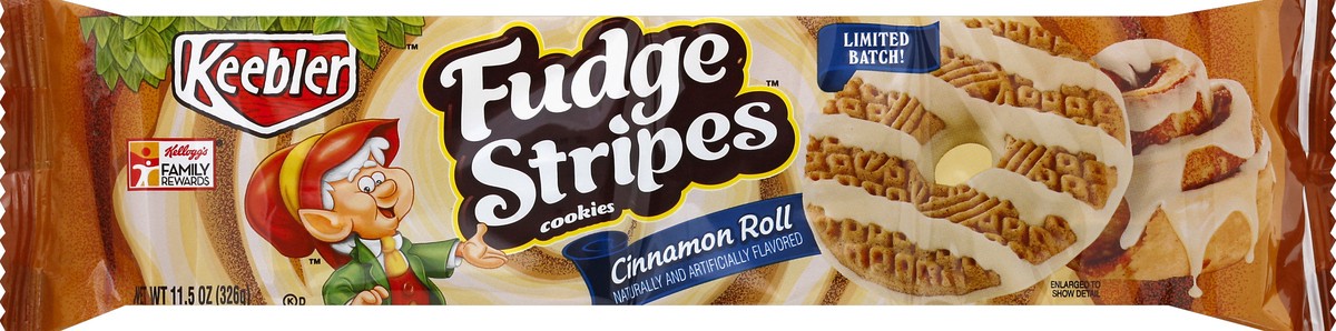 slide 5 of 6, Keebler Cinnamon Roll Fudge Stripes Cookies, 11.5 oz
