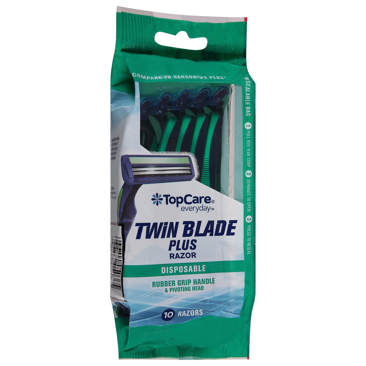 slide 2 of 9, TopCare Everyday Twin Blade Plus Disposable Razors 10 ea, 10 ct