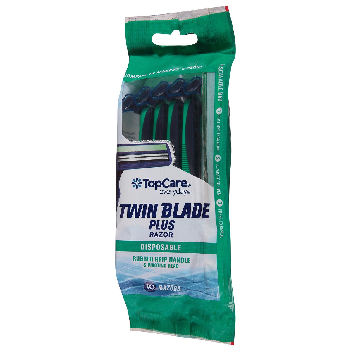 slide 3 of 9, TopCare Everyday Twin Blade Plus Disposable Razors 10 ea, 10 ct