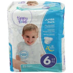 Tippy Toes Jumbo Pack Diapers, 6 35+ Lb