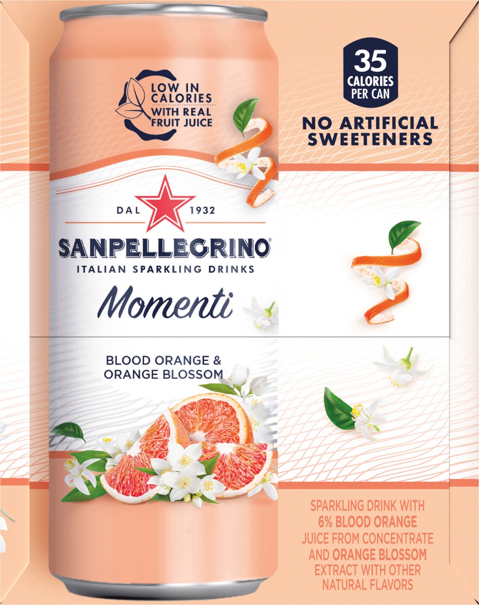 slide 6 of 8, San Pellegrino SAN PELLEGRINO Momenti Italian Blood Orange & Orange Blossom Sparkling Drinks 6 - 11.15 fl oz Cans, 6 ct