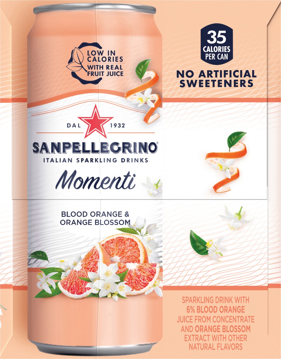 slide 7 of 8, San Pellegrino SAN PELLEGRINO Momenti Italian Blood Orange & Orange Blossom Sparkling Drinks 6 - 11.15 fl oz Cans, 6 ct