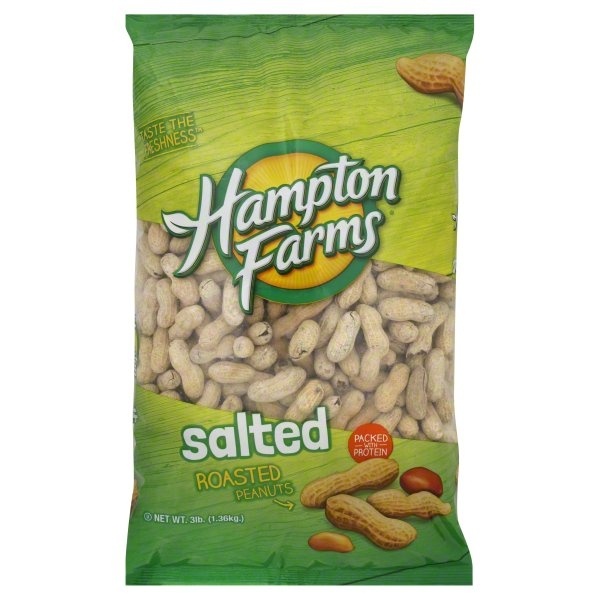slide 1 of 1, Hampton Farms Hampton Roasted Salted Peanuts, 3 lb
