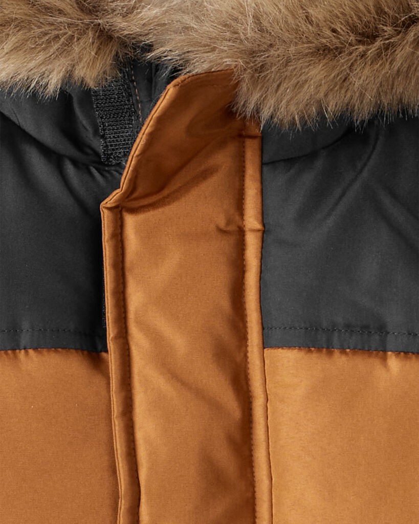 slide 5 of 5, Carter's Carters Toddler Boy 2-Piece Color Block Hooded Snowsuit Jacket & Bib Set - Brown/Black Black 3T, 2 pc