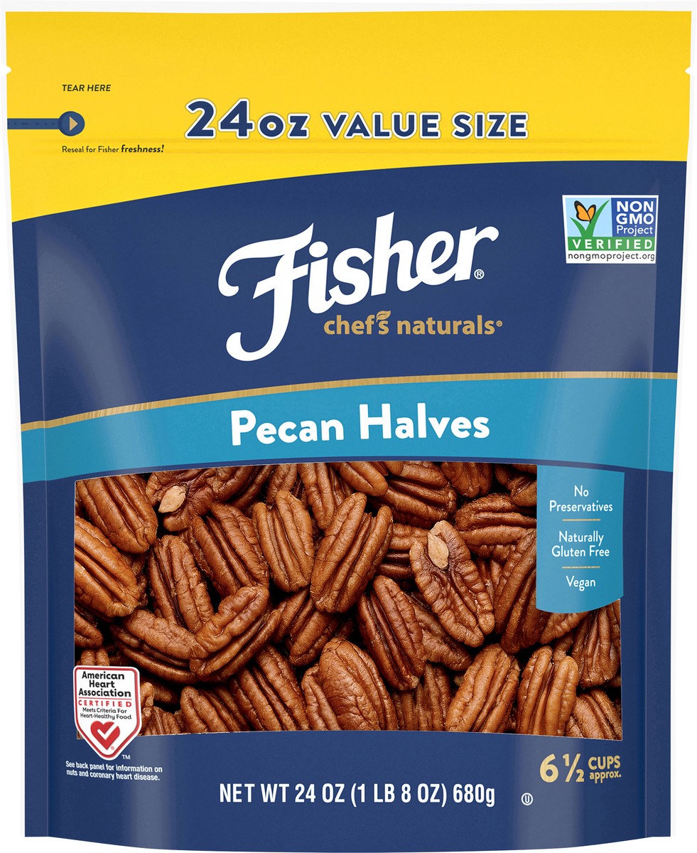 slide 10 of 15, Fisher Chef's Naturals Pecan Halves 24 oz. Bag, 24 oz