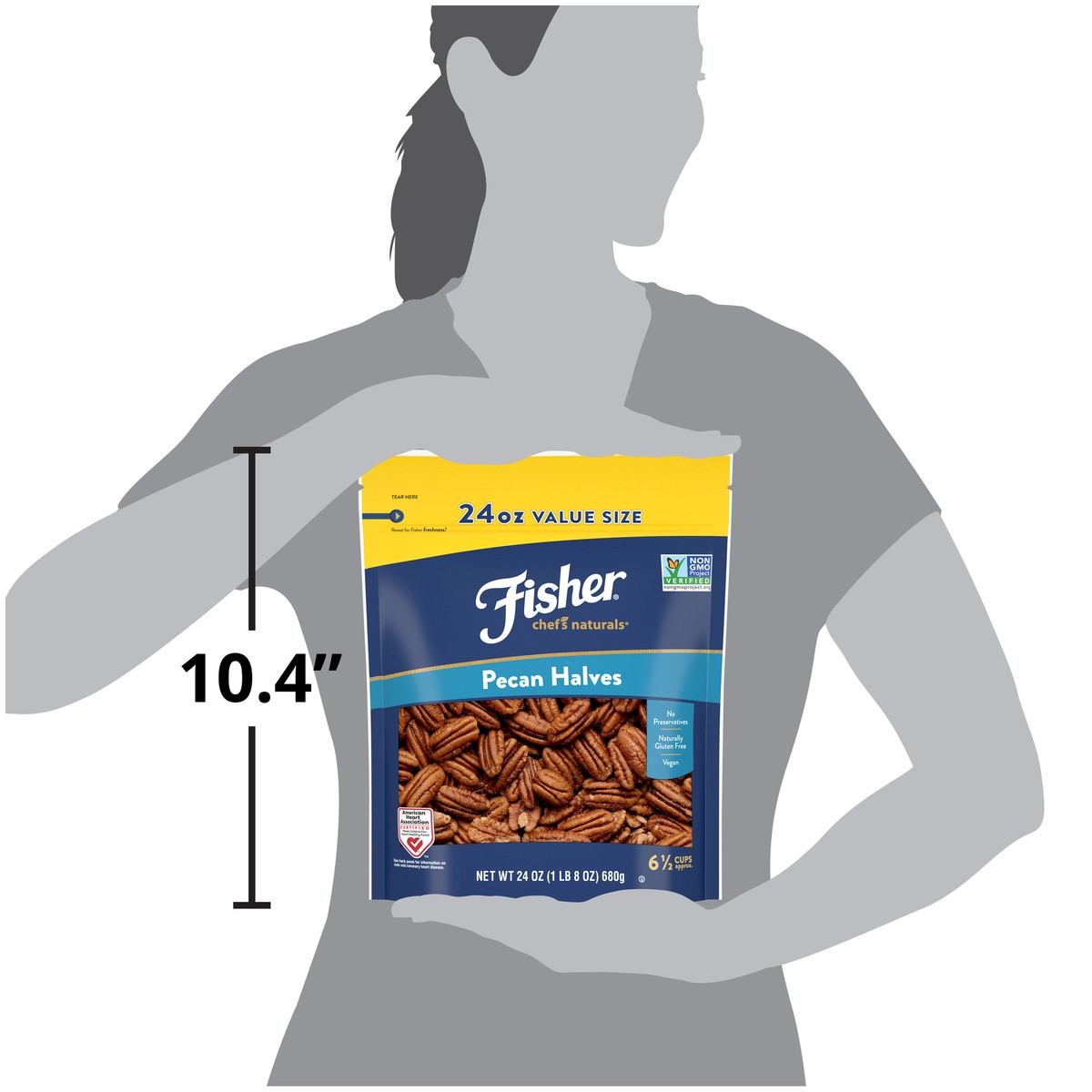 slide 8 of 15, Fisher Chef's Naturals Pecan Halves 24 oz. Bag, 24 oz