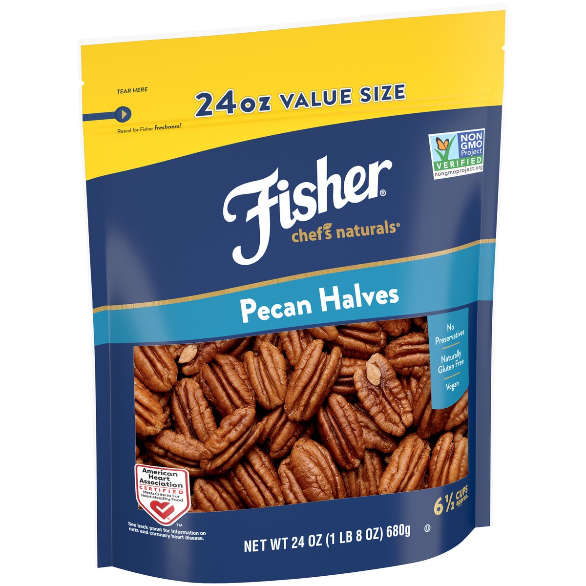 slide 5 of 15, Fisher Chef's Naturals Pecan Halves 24 oz. Bag, 24 oz