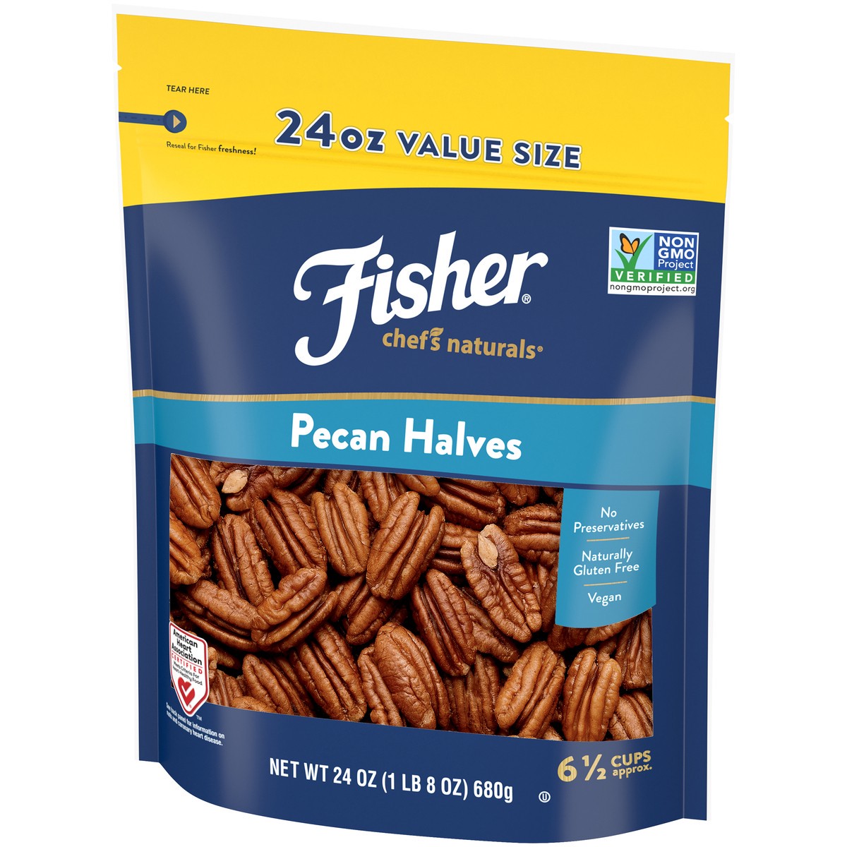 slide 6 of 15, Fisher Chef's Naturals Pecan Halves 24 oz. Bag, 24 oz