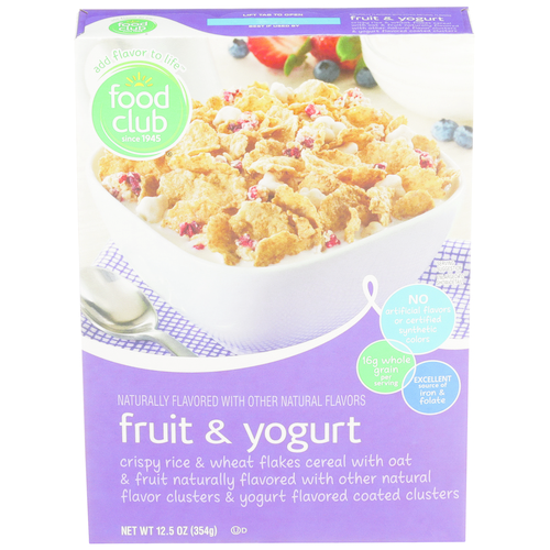 slide 1 of 1, Food Club Fruit & Yogurt Crispy Rice & Wheat Flakes Cereal With Oat & Fruit, 12.5 oz