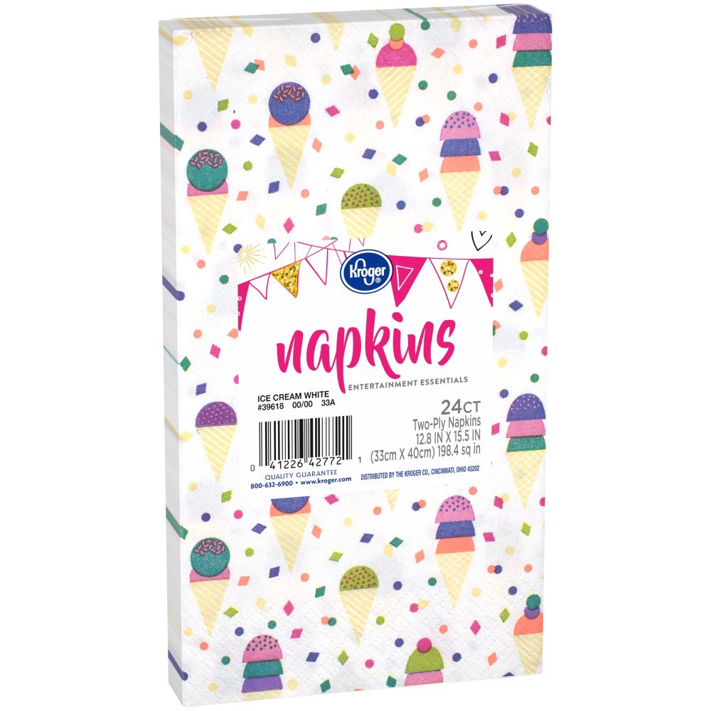 slide 4 of 4, Kroger Entertainment Essentials Ice Cream Guest Napkins White, 24 ct