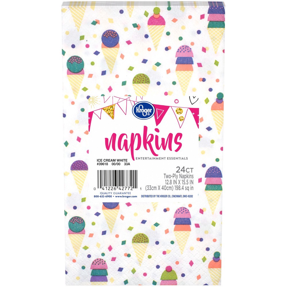 slide 1 of 4, Kroger Entertainment Essentials Ice Cream Guest Napkins White, 24 ct