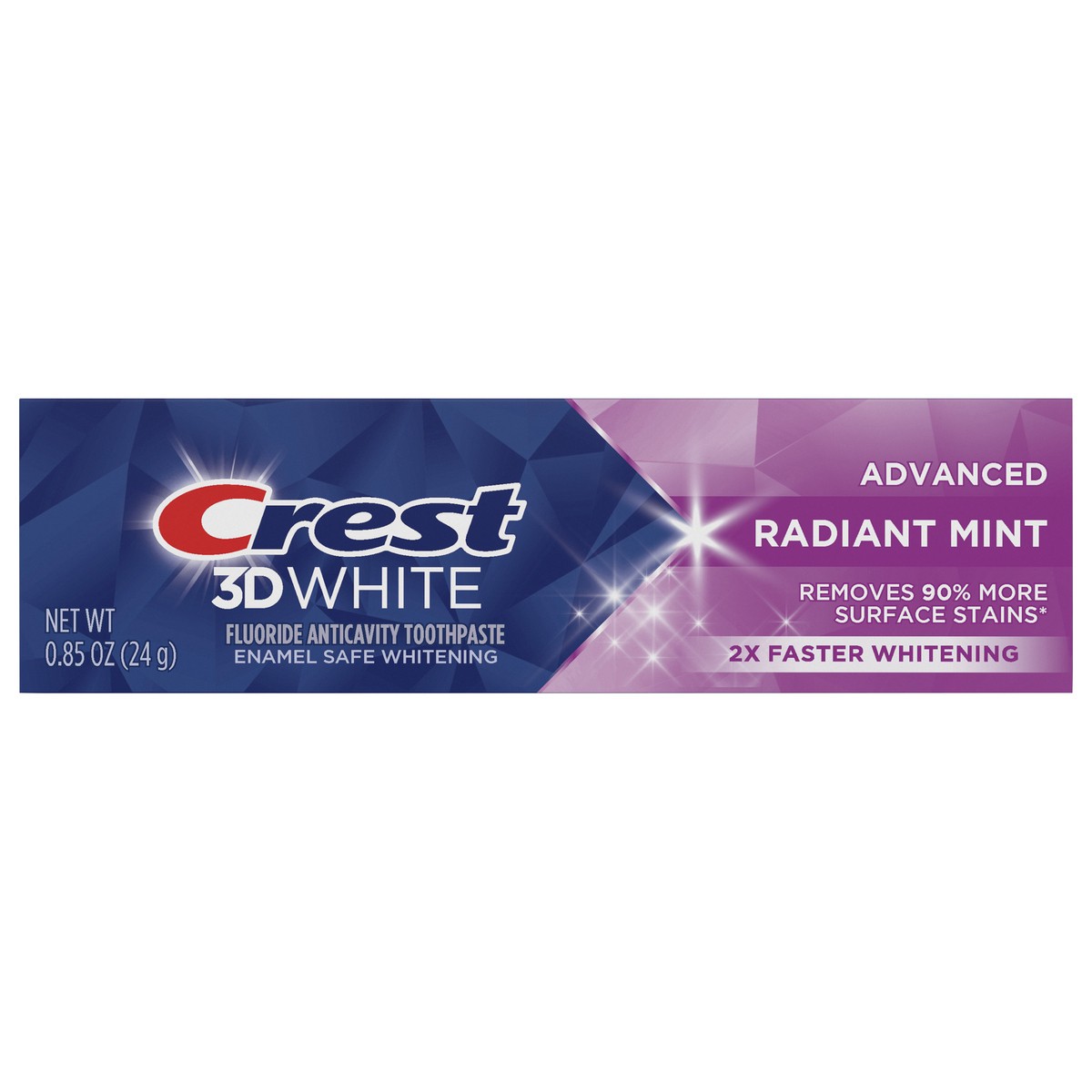 slide 1 of 3, Crest 3D White Advanced Teeth Whitening Toothpaste, Radiant Mint, .85 oz, 0.85 oz