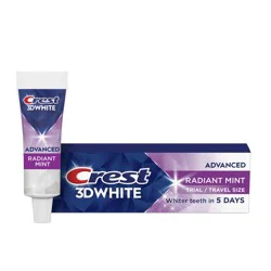 Crest 3D White Advanced Teeth Whitening Toothpaste, Radiant Mint, .85 oz