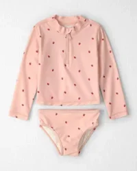Littleplanet Toddler Girl Strawberry Print Rashguard Swimsuit Set - 5T