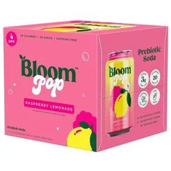 Bloom Pop Raspberry Lemonade Prebiotic Soda, 4-pack 12 fl oz Cans