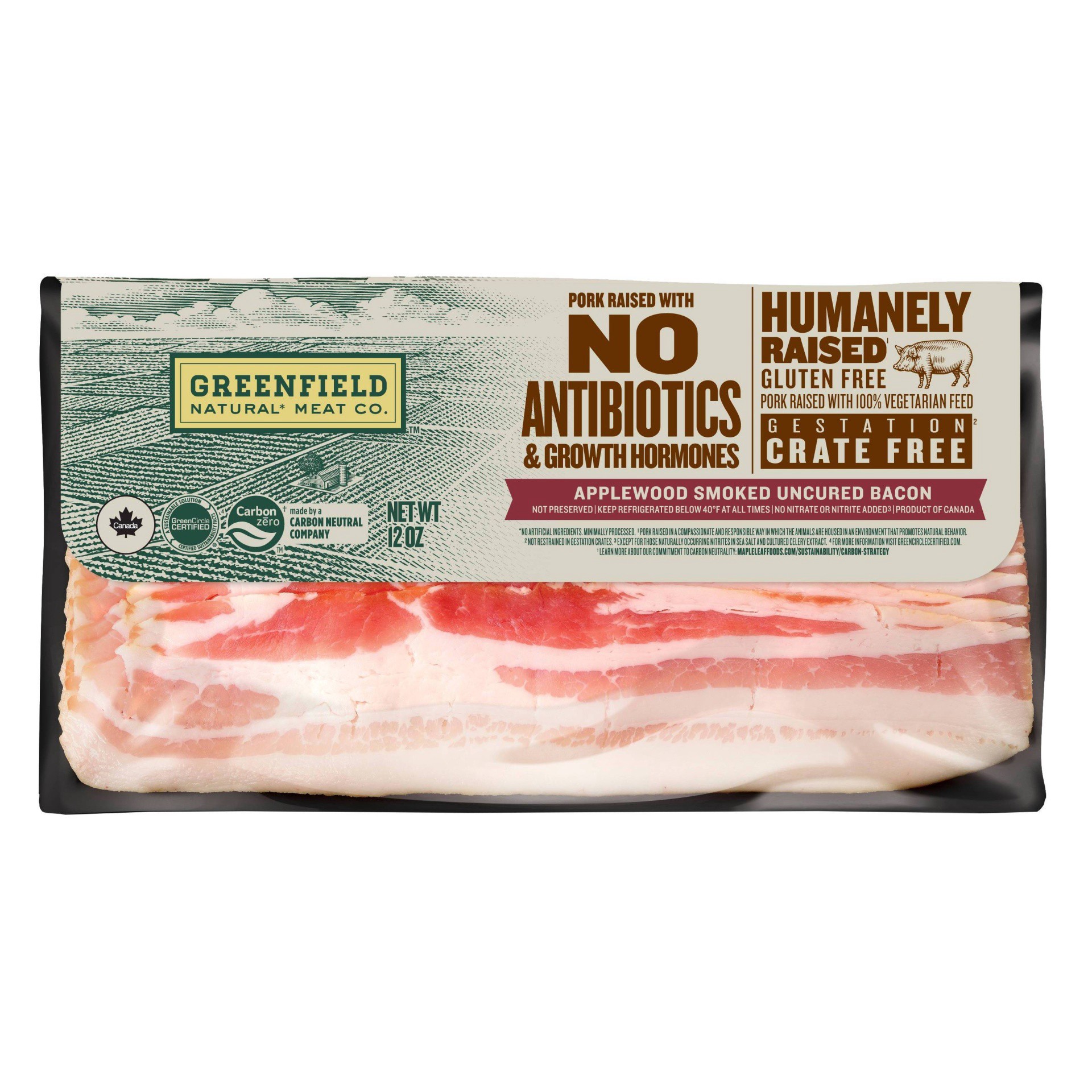slide 1 of 2, Greenfield Natural Meat Co. Greenfield Natural Meat Uncured Applewood Smoked Bacon 12 oz, 12 oz