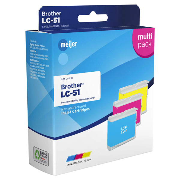 slide 1 of 1, Meijer Brand Brother LC51 Inkjet Cartridges, Cyan, Magenta, Yellow, Multi-Pack, 1 ct