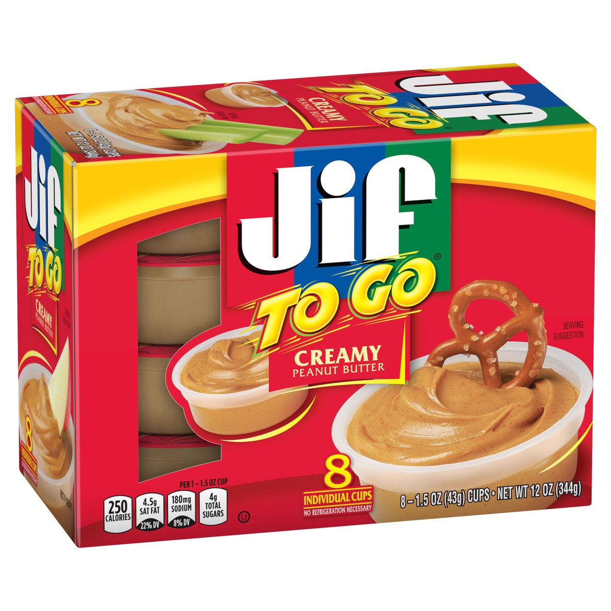 slide 2 of 8, Jif Creamy Peanut Butter To Go Cups, 12 oz