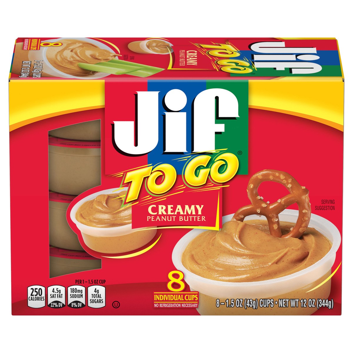 slide 1 of 8, Jif Creamy Peanut Butter To Go Cups, 12 oz