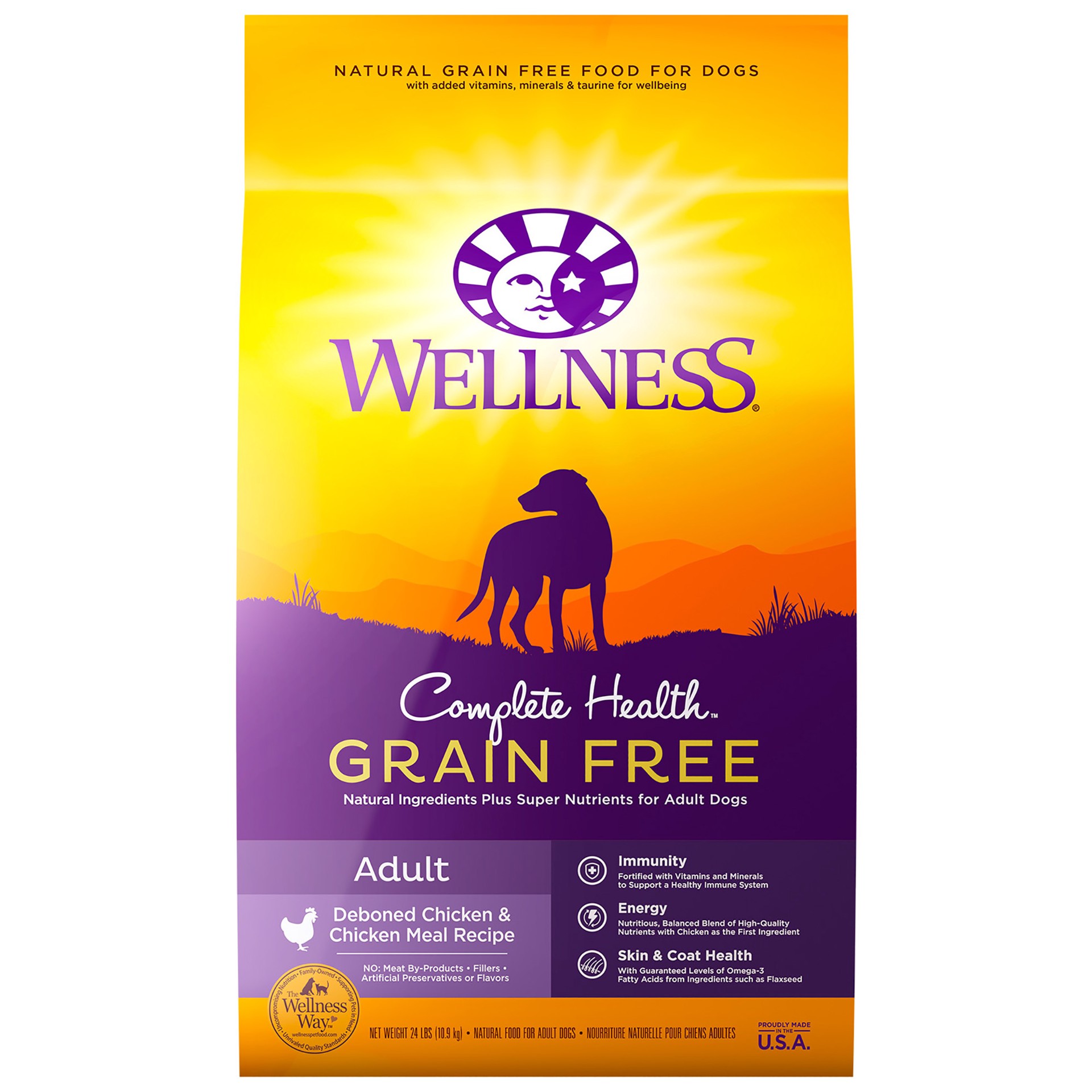 slide 1 of 5, Wellness Complete Health Natural Grain Free Dry Dog Food, Chicken, 24-Pound Bag, 1 ct