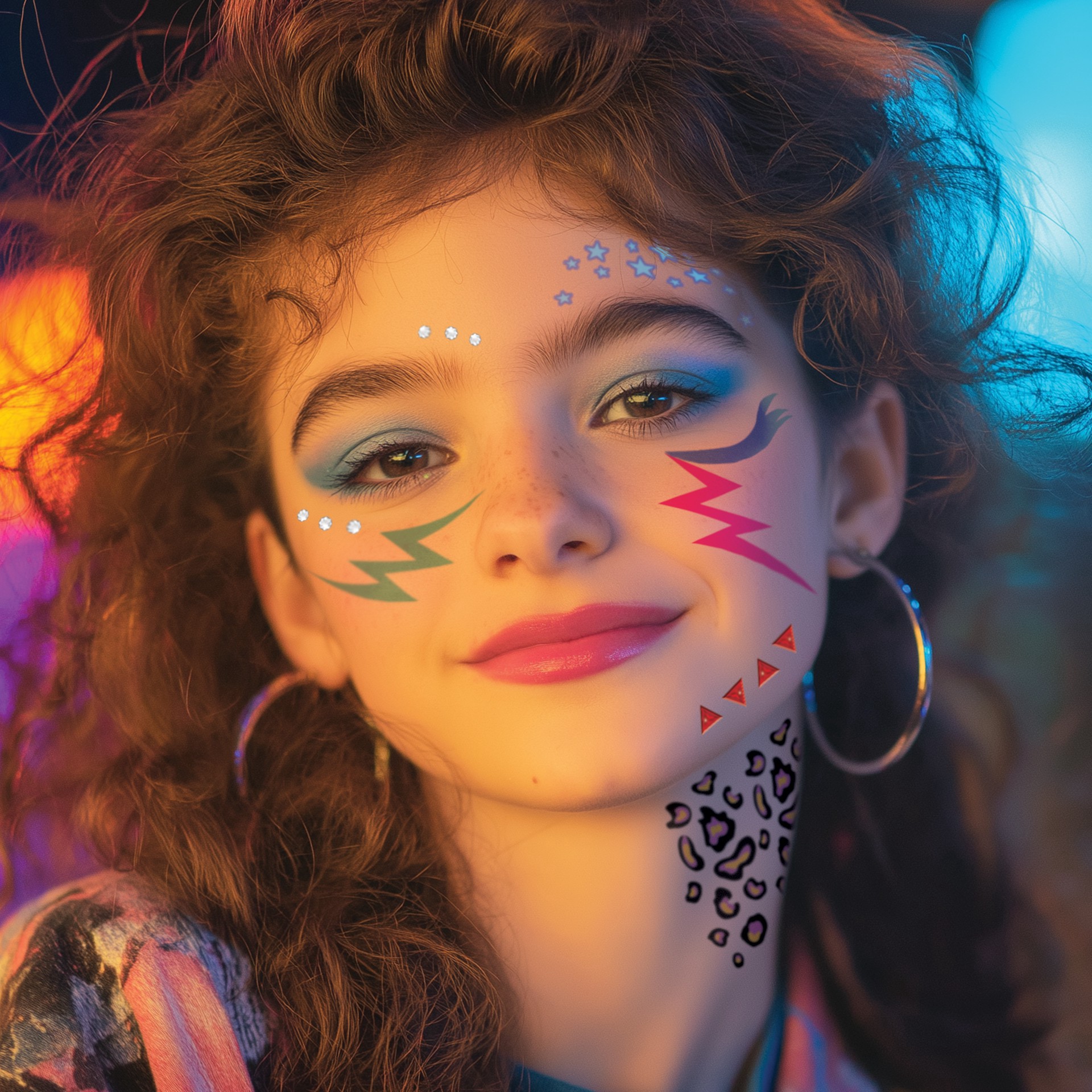 slide 2 of 4, Savvi 80s & 90s Rock Star Costume Tattoos With Gems, 54 temporary tattoos