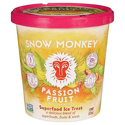 slide 1 of 1, Snow Monkey Superfood Ice Treat - Passion Fruit, 1 pint