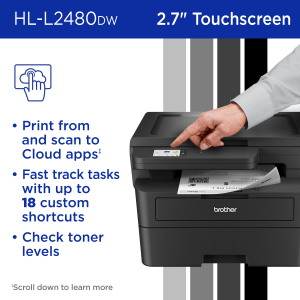 slide 5 of 8, Brother Hl-L2480Dw Compact Wireless Laser Monochrome Multi-Function Printer, 1 ct
