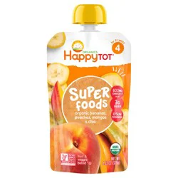 Happy Tot Organics Superfoods Stage 4 Organic Bananas, Peaches & Mangos + Super Chia Pouch 4.22 oz UNIT