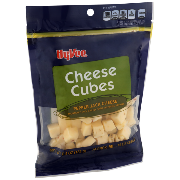 slide 1 of 1, Hy-vee Pepper Jack Monterey Jack Cheese Cubes With Jalapeno Peppers - 42 ct; 6.4 oz, 42 ct; 6.4 oz