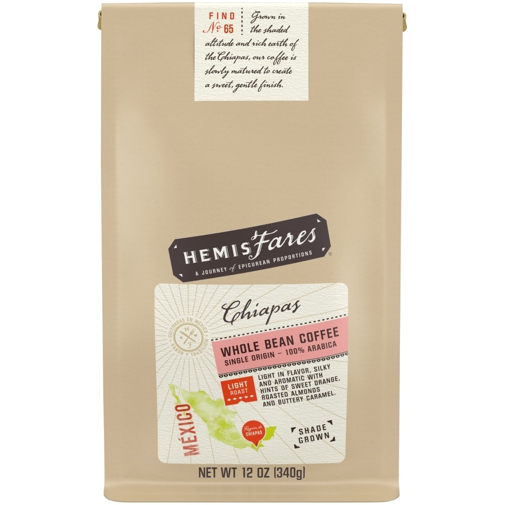 slide 1 of 1, HemisFares Chiapas Light Whole Bean Coffee, 12 oz