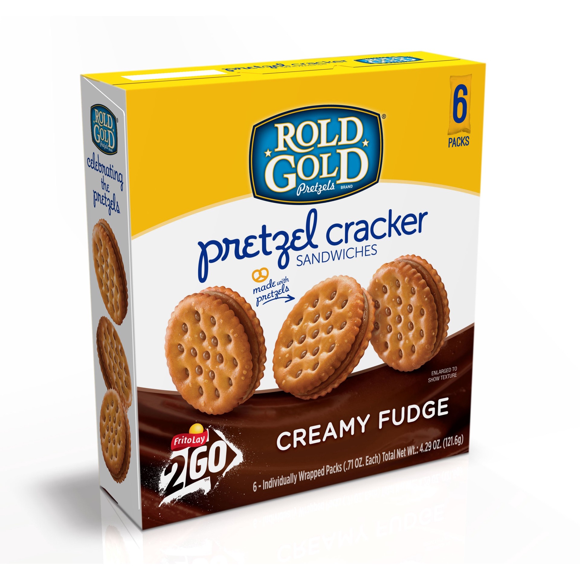 slide 1 of 6, Rold Gold  Pretzels Creamy Fudge Sandwich Crakcers 0.71 Oz, 6 Count, 4.29 oz