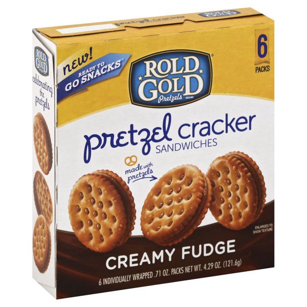 slide 1 of 3, Rold Gold Creamy Fudge Pretzel Cracker Sandwiches, 6 ct; 0.66 oz