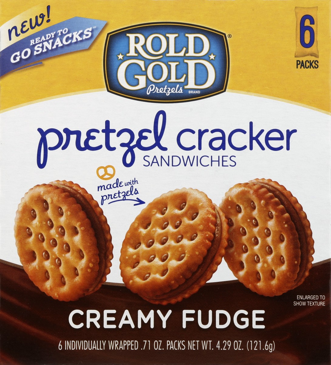 slide 4 of 6, Rold Gold  Pretzels Creamy Fudge Sandwich Crakcers 0.71 Oz, 6 Count, 4.29 oz