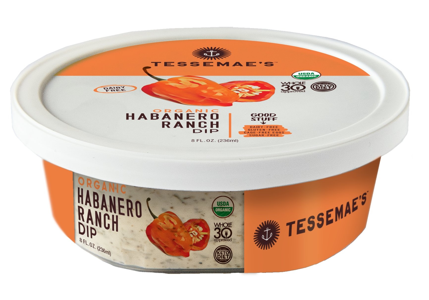 slide 1 of 1, Tessemae's Organic Habanero Ranch Dip, 8 oz