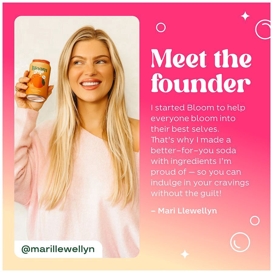 slide 2 of 5, Bloom Pop Strawberry Cream Prebiotic Soda, 4-pack Cans, 4 ct; 12 fl oz