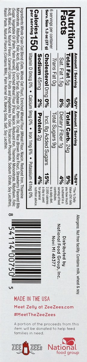 slide 3 of 7, Zee Zees Zee Zee’s Soft Baked Bars - Strawberry Crisp, 6 ct