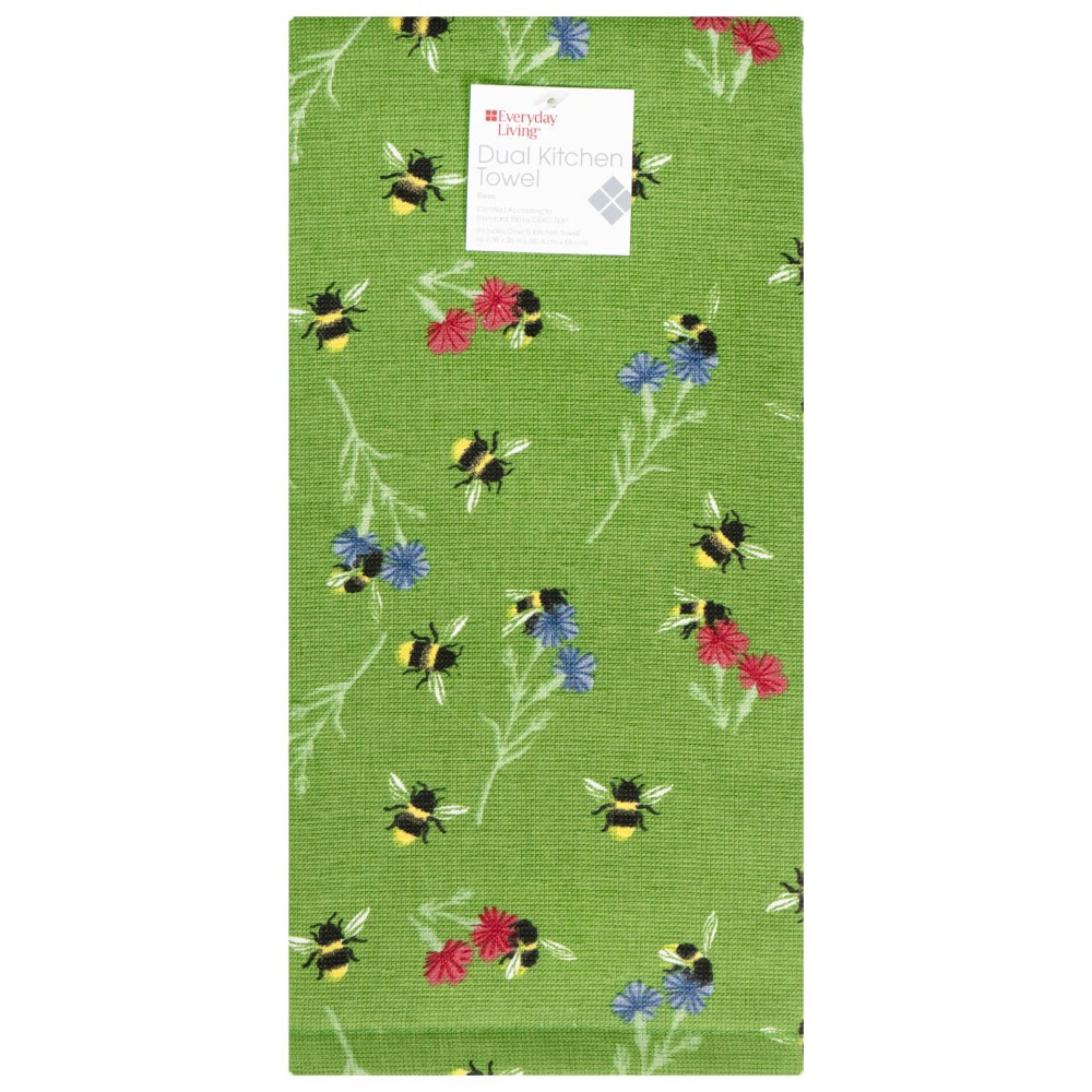 slide 3 of 3, Everyday Living® Bees Dual Terry Kitchen Towel, 1 ct
