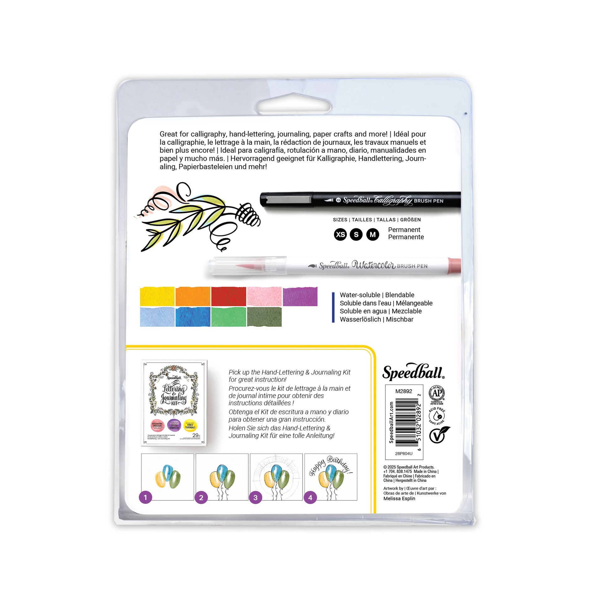 slide 4 of 5, Speedball Hand-Lettering Calligraphy & Watercolor Brush Marker Set, 12 ct