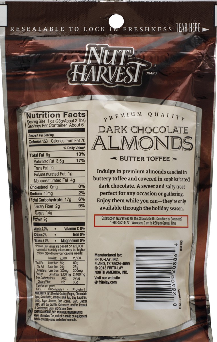 slide 3 of 3, Nut Harvest Almonds, Dark Chocolate, Butter Toffee, 5.5 oz