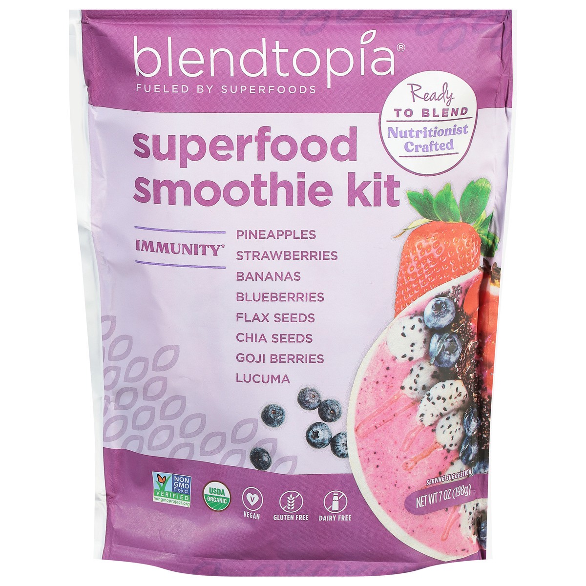 slide 1 of 7, Blendtopia Superfood Immunity Smoothie Kit - 7 oz, 7 oz