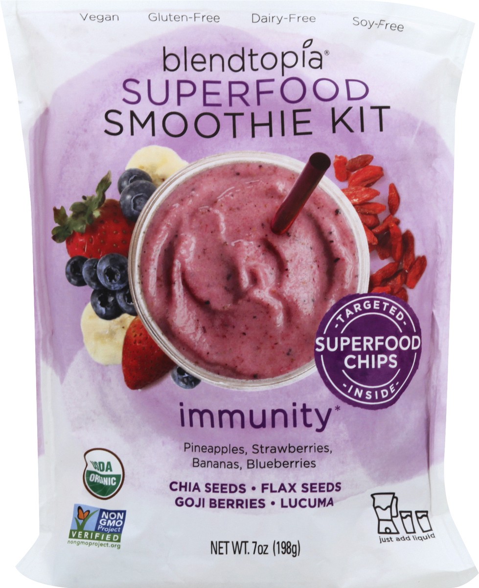 slide 3 of 7, Blendtopia Superfood Immunity Smoothie Kit - 7 oz, 7 oz